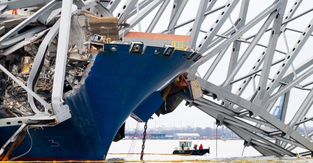 A Close Up View Of The Baltimore Bridge Collapse